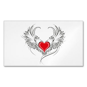 Red Angel Heart with wings Magnetic Business Card