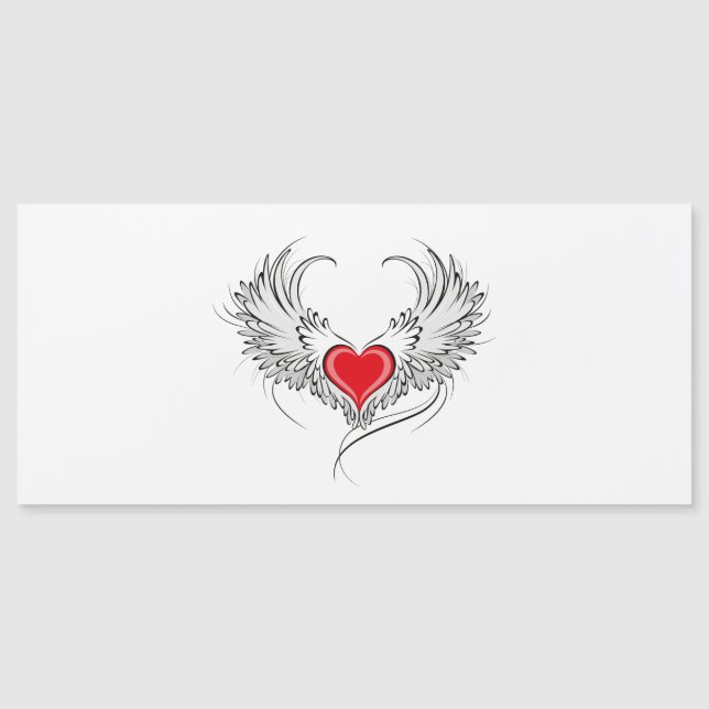 Red Angel Heart with wings Magnetic Invitation (Front)