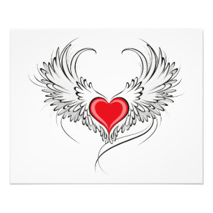 Red Angel Heart with wings Photo Print