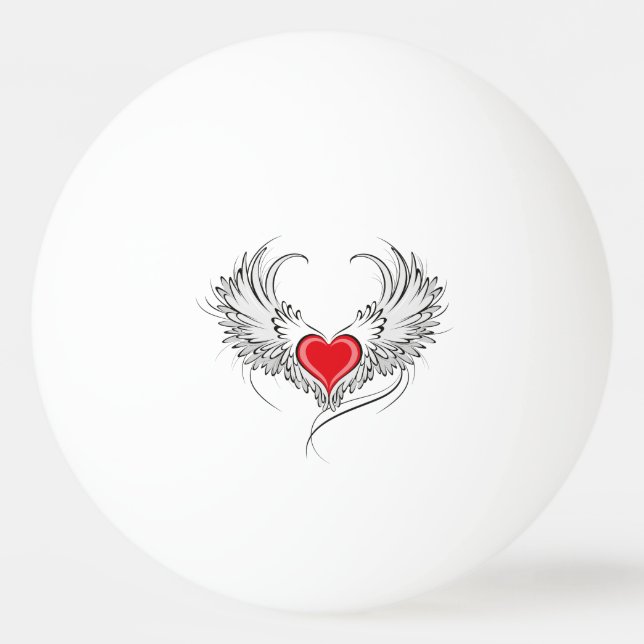Red Angel Heart with wings Ping Pong Ball (Front)