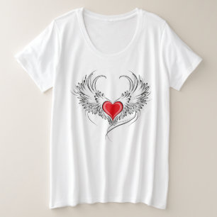 Red Angel Heart with wings Plus Size T-Shirt