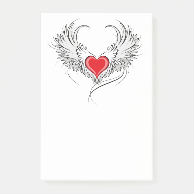 Red Angel Heart with wings Post-it Notes (Front)