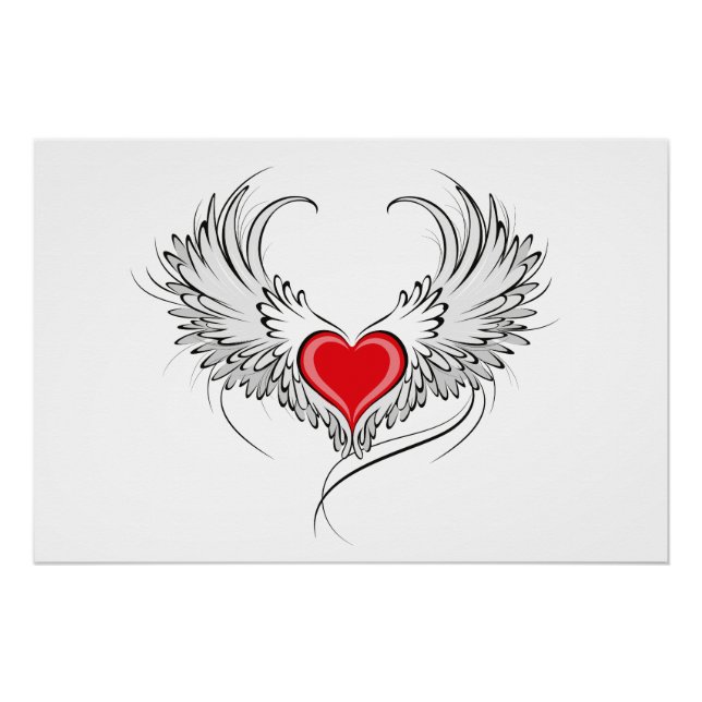 Red Angel Heart with wings Poster (Front)