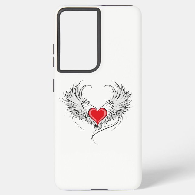 Red Angel Heart with wings Samsung Galaxy S21+ Case (Back)