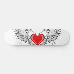 Red Angel Heart with wings Skateboard