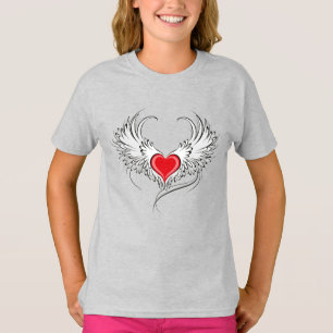 Red Angel Heart with wings T-Shirt