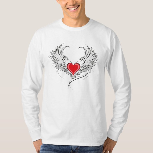 Red Angel Heart with wings T-Shirt (Front)