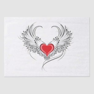 Red Angel Heart with wings Tissue Paper