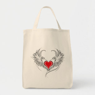 Red Angel Heart with wings Tote Bag