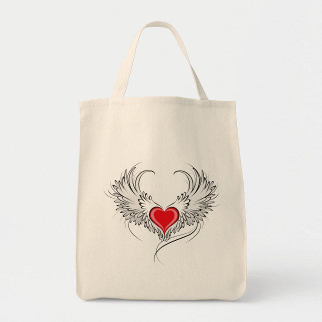 Red Angel Heart with wings Tote Bag (Front)