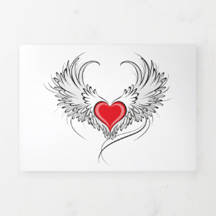 Red Angel Heart with wings Tri-Fold Programme