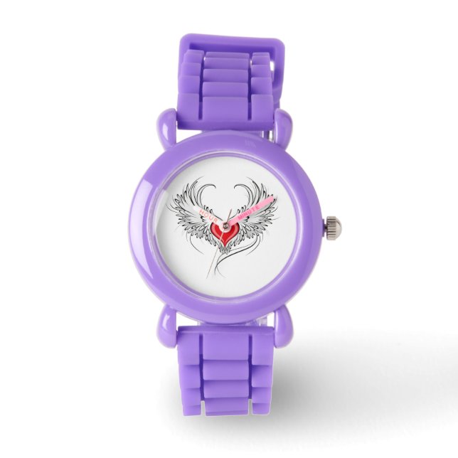 Red Angel Heart with wings Watch (Front)