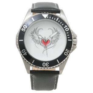 Red Angel Heart with wings Watch