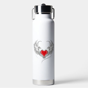 Red Angel Heart with wings Water Bottle