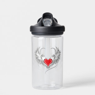 Red Angel Heart with wings Water Bottle
