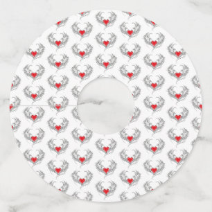 Red Angel Heart with wings Wine Glass Tag
