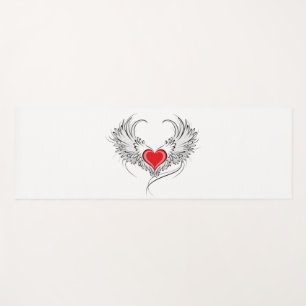 Red Angel Heart with wings Yoga Mat