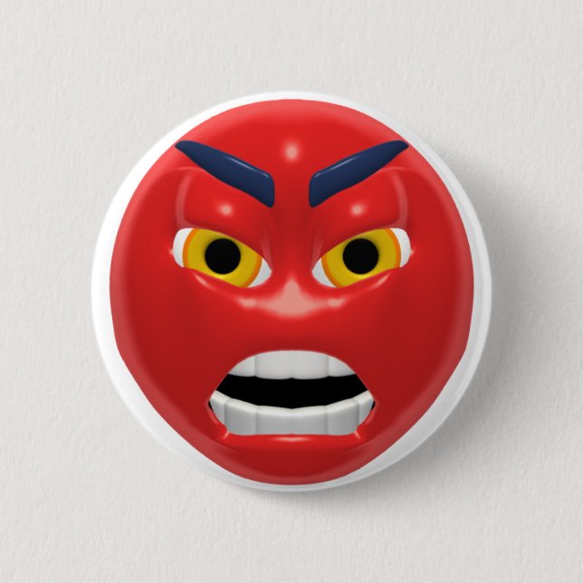 red angry 6 cm round badge (Front)