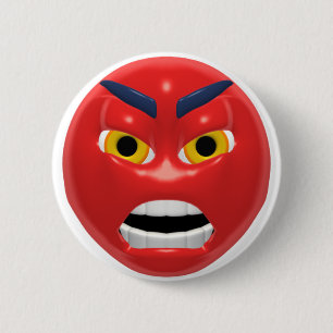 red angry 6 cm round badge
