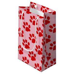 Red Animal Paw Print Small Gift Bag