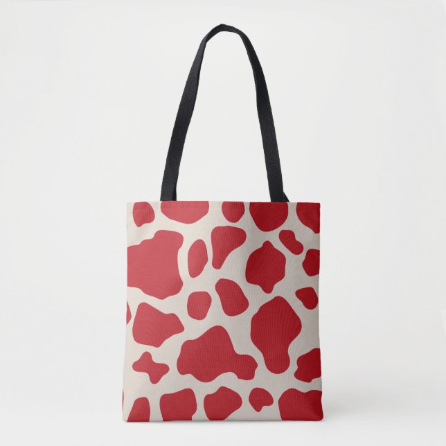 Red animal print tote bag (Front)