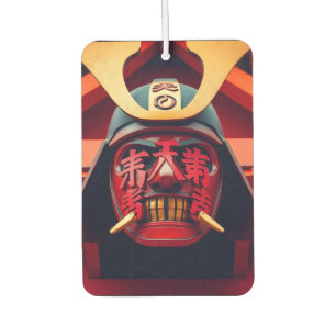 Red anime samurai mask car air freshener