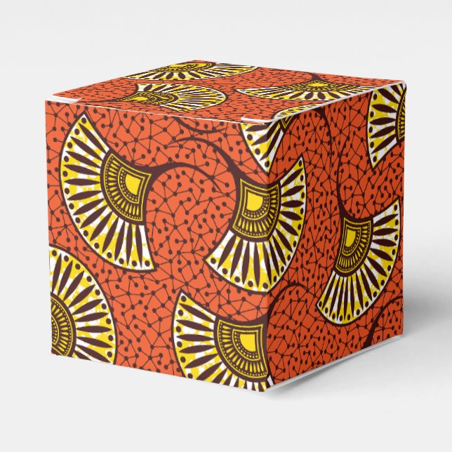 Red Ankara Fan Print Favour Box (Front Side)