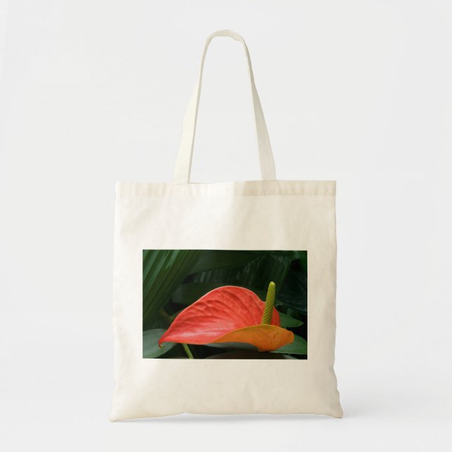 Red Anthurium and Hosta Flowers Tote Bag (Front)