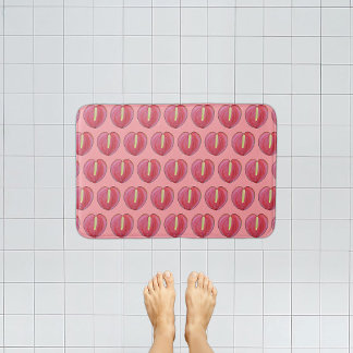 Red Anthurium Flower Seamless Pattern on Bath Mat