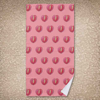 Red Anthurium Flower Seamless Pattern on Beach Towel