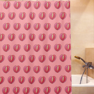 Red Anthurium Flower Seamless Pattern on Shower Curtain