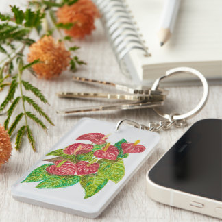 red anthurium flowers key ring