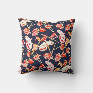 Red Anthurium Flowers Pattern Cushion Pillow