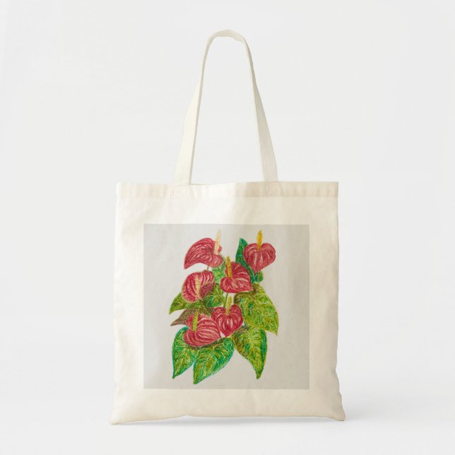 red anthurium flowers tote bag (Front)