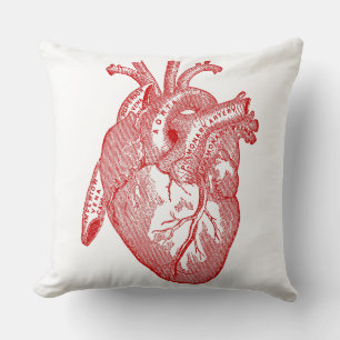 Red Antique Anatomical Heart Cushion