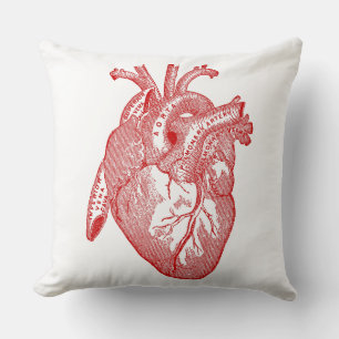 Red Antique Anatomical Heart Cushion