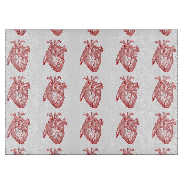 Red Antique Anatomical Heart Cutting Board (Front)