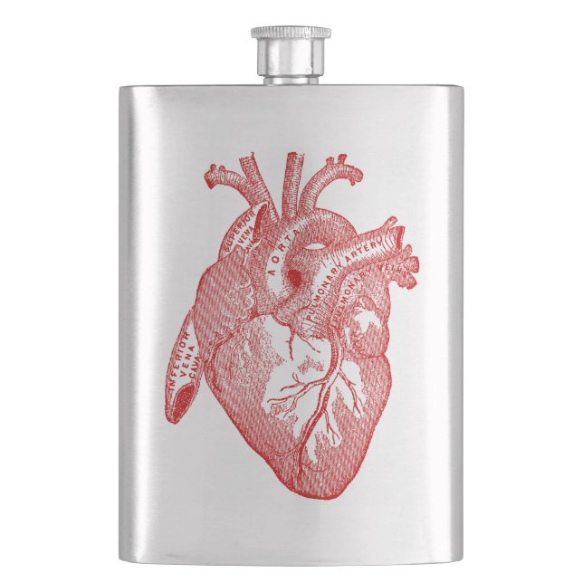 Red Antique Anatomical Heart Hip Flask (Front)