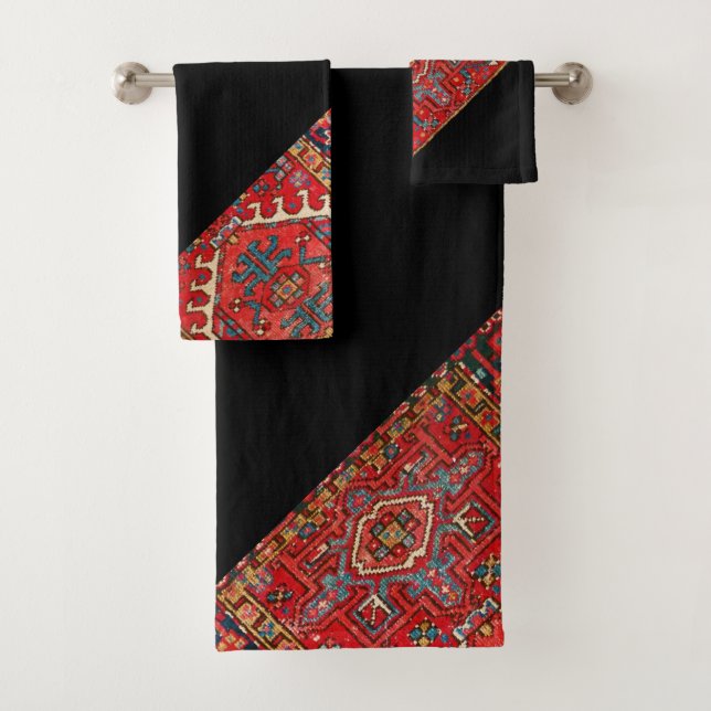 Red Antique Oriental Persian  Bath Towel Set (Insitu)
