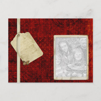 red antique tag photo template postcard