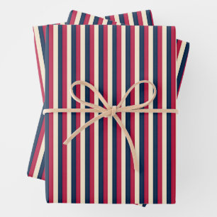Red Antique White & Blue Vintage Wrapping Paper Sheet