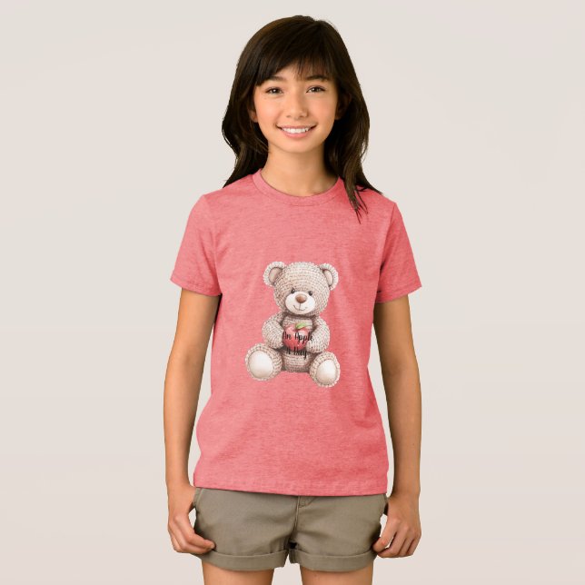 Red Apple A Day Cream Teddy Bear Tri-Blend Shirt (Front Full)