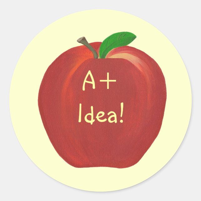 Red Apple, A+ Idea stickers for Teachers (Front)