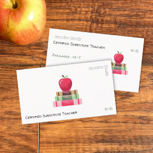 Red Apple and Books Modern Tutor Business Card