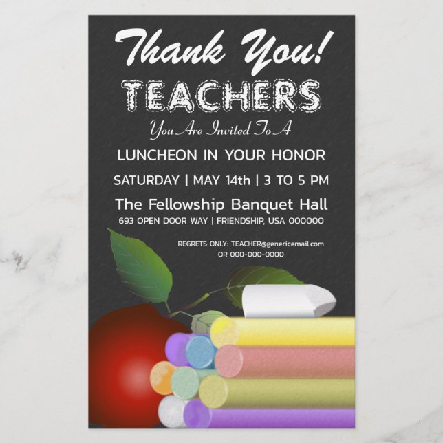Red Apple and Chalk | Teacher Appreciation Flyer (Front)