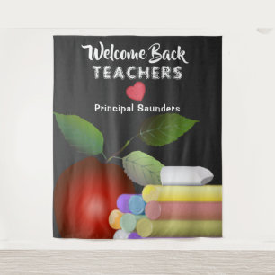 Red Apple and Chalk   Teacher Appreciation Tapestry