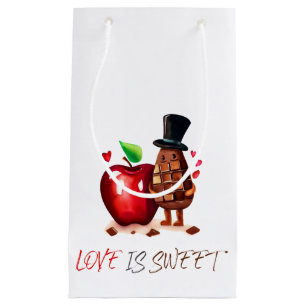 Red Apple and Chocolate Couple Bridal Shower Small Gift Bag