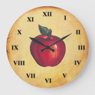 Red Apple Antique Look Large Clock