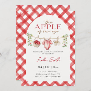 Red Apple Baby Clothesline autumn Baby shower Invitation