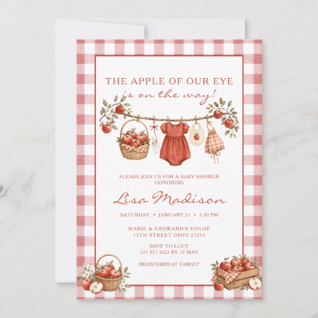 Red Apple Baby Shower Apple of Our Eye Invitation (Front)